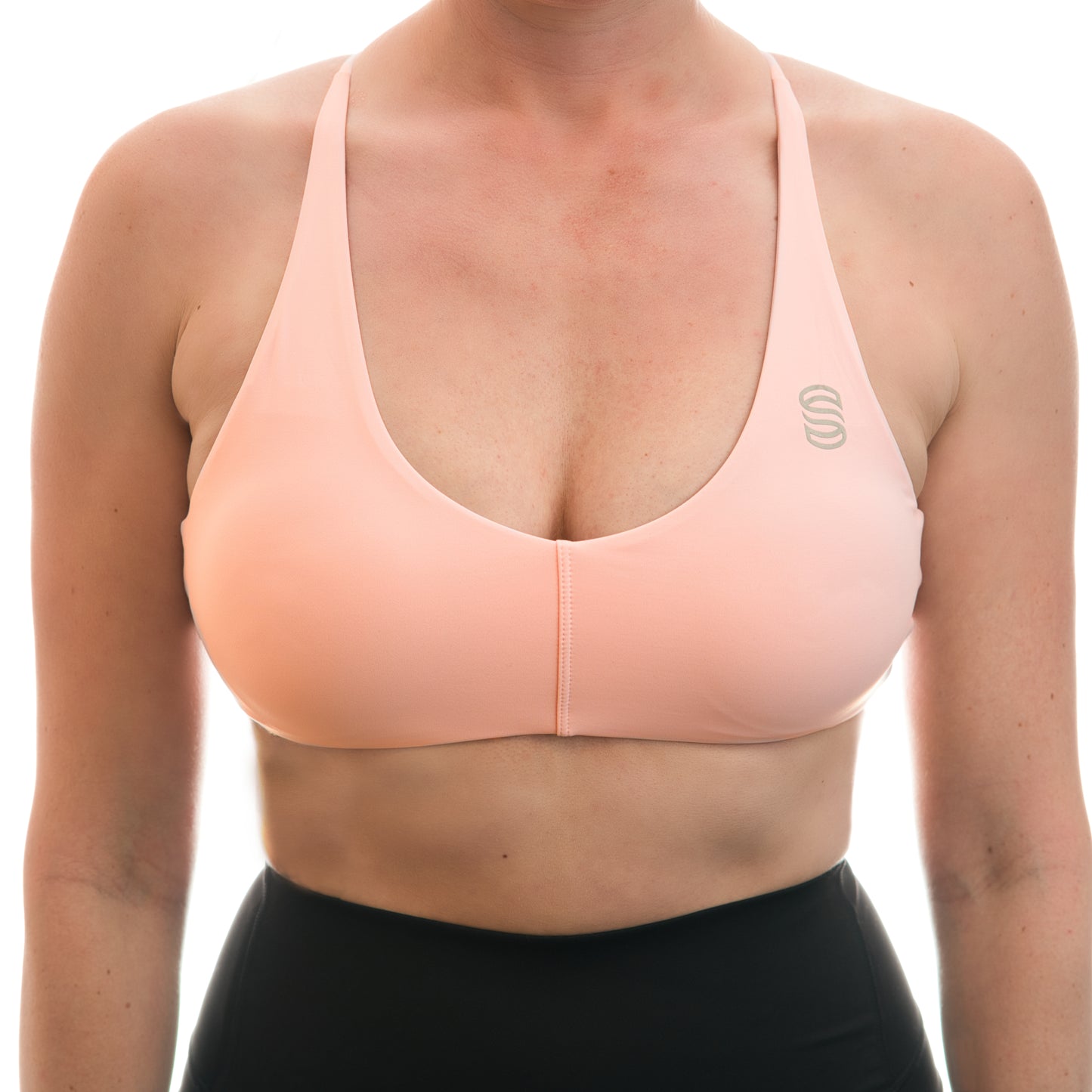 Criss-cross V neck sports bra - Pink