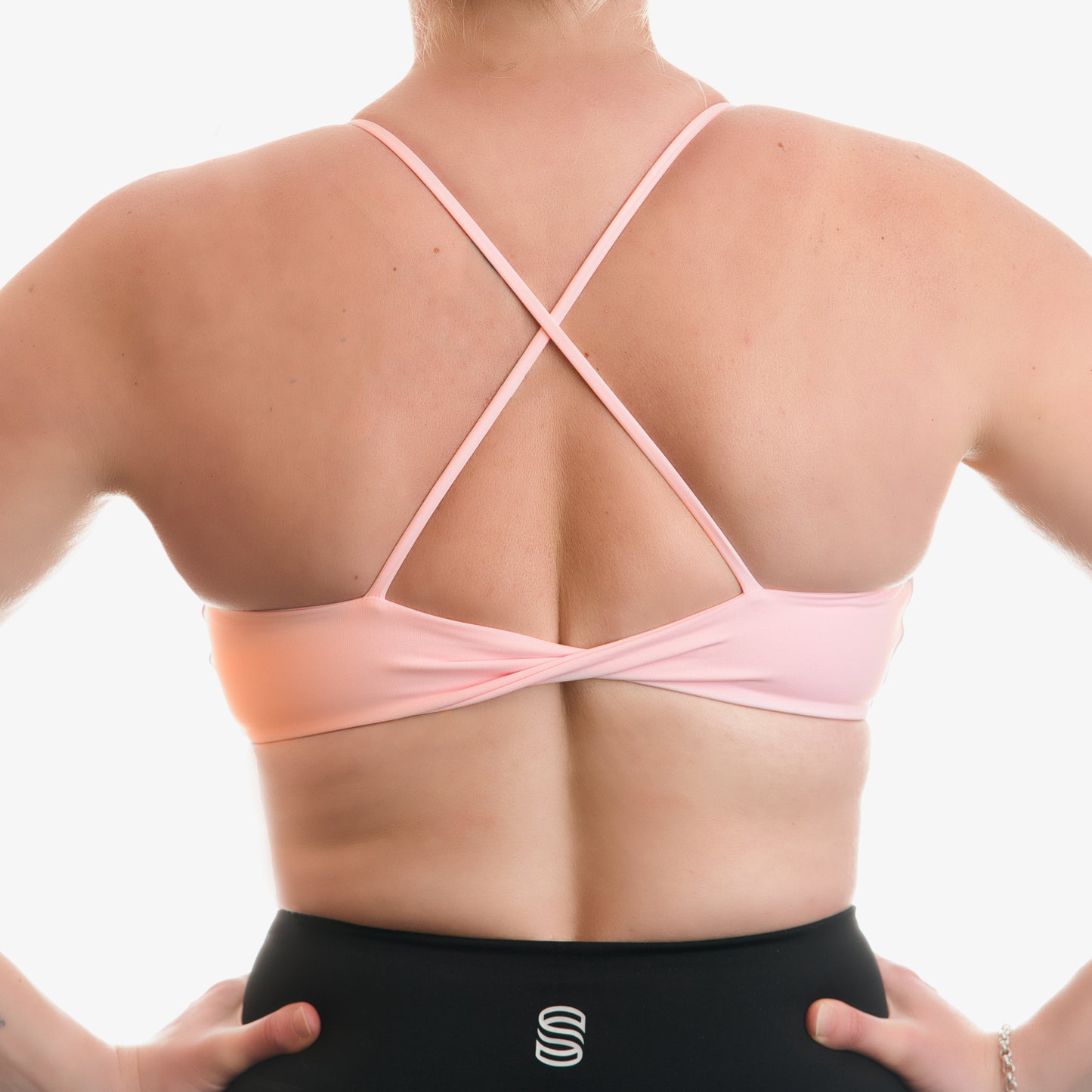 Criss-cross V neck sports bra - Pink