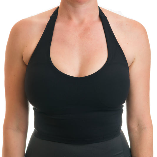 Halter neck butter soft tank - Black